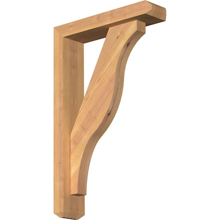 Ekena Millwork Funston Craftsman Smooth Bracket w/ Offset Brace, Western Red Cedar, 3 1/2"W x 14"D x 22"H BKT0402X14X22FST04SWR